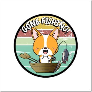 Cute corgi dog has gone fishing Posters and Art